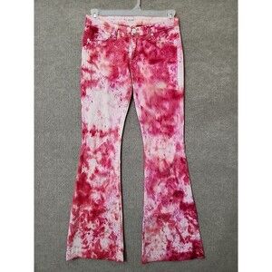 Hudson Ferris Flare Leg Jeans Womens 27 Pink Tye Dye Stretch Flap Pockets